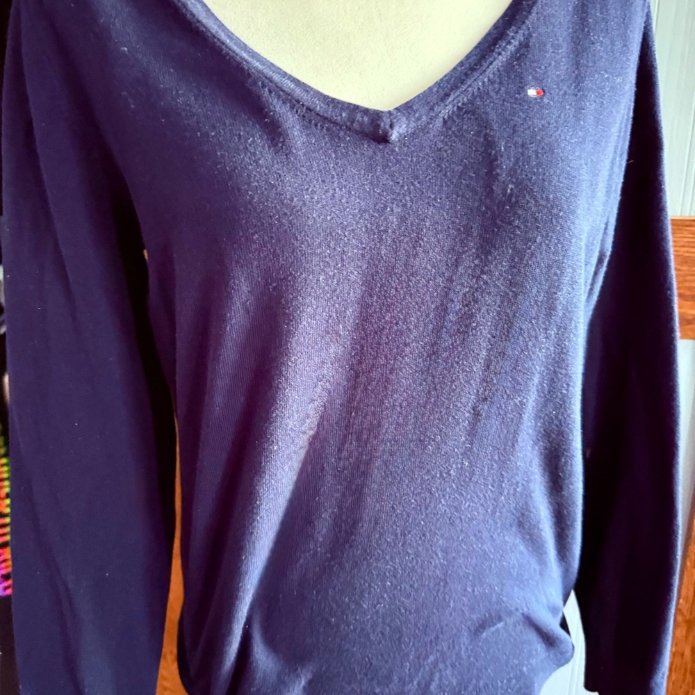 Tommy Hilfiger Navy V-Neck Sweater
